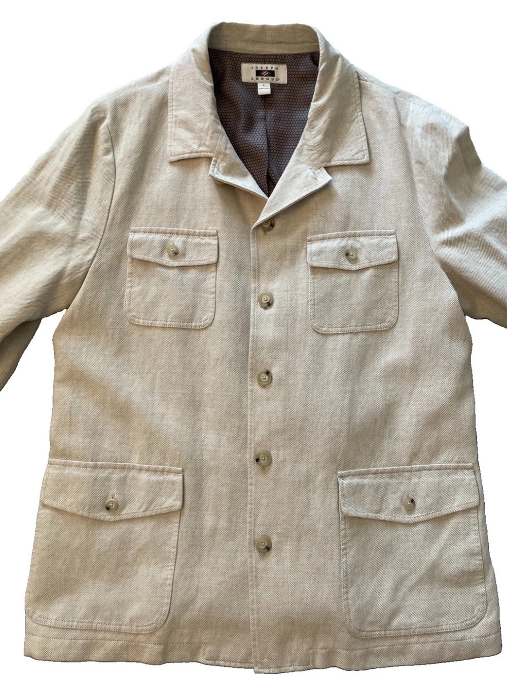 Joseph Abboud Men's Cream Lightweight Linen/Cotton Jacket - Size L - Picture 3 of 13